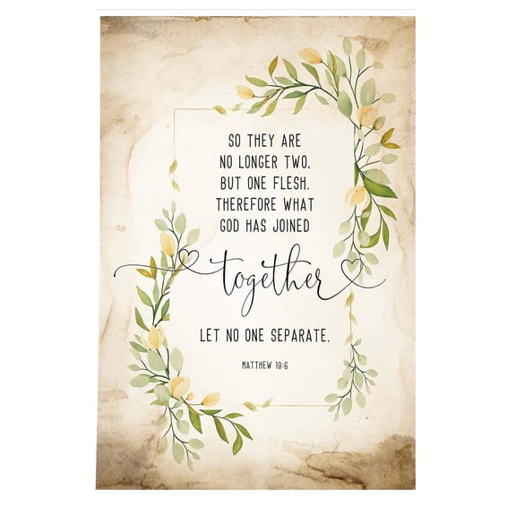Matthew 19 6, Marriage Bible Verse Wall Art Wedding Christian Wall Art Love Scripture Wall Art Home Decorative Paintings Print for Bathroom