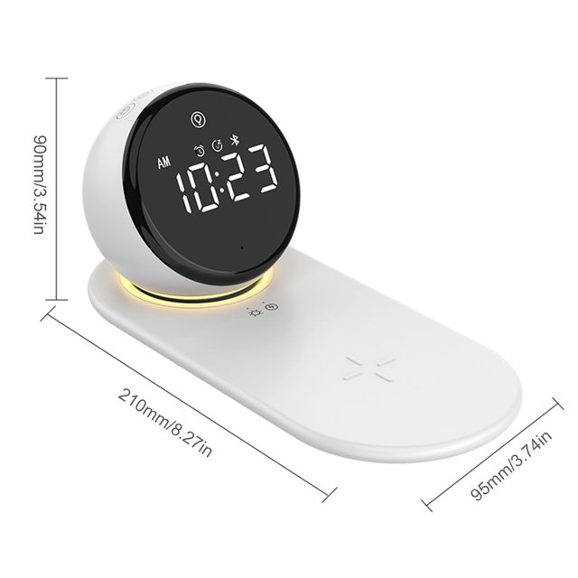 5 en 1 reloj despertador digital luces nocturnas cargador inalámbrico para personas que duermen mucho