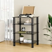 FITUEYES 4-Tier Media Stand/TV Shelf/Audio Cabinet and Media Towers,110LBS Capacity