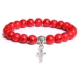 thumbnail image 4 of Trendy Men Beads Bracelet Slivers Color Cross Pendant Bracelet Natural Stone Bracelets Charm for Women Healing Prayer Jewelry, 4 of 6