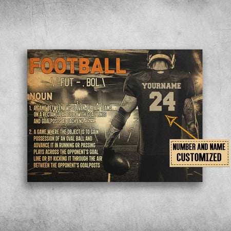 Football Poster, Football Definition, A Game Between Two Eleven-Player Teams Customized Personalized NAMENUMBER 11 x 17 Inch Poster