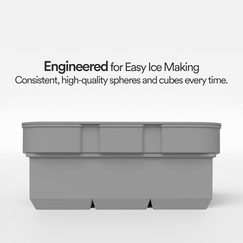 Silicone Ice Cube Trays – Large Silicone Molds for 2-Inch Ice Cubes and Spheres Whiskey Ice Cube Trays with Lids for Cocktails & Bourbon – Set of 2