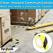 Nova Supply Double-Roll of Ultra-Adhesive, Black & Yellow Vinyl Hazard Tape for Floor Marking