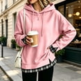 thumbnail image 6 of Oversized Hoodies for Women 2 in 1 Layered Hooded Sweatshirt Y2k Lightweight Plaid Fall Sweatshirt Teacher Cute Pullover Hoodies Comfort Graphic Hoodie Airport Sweat Shirt, 6 of 6