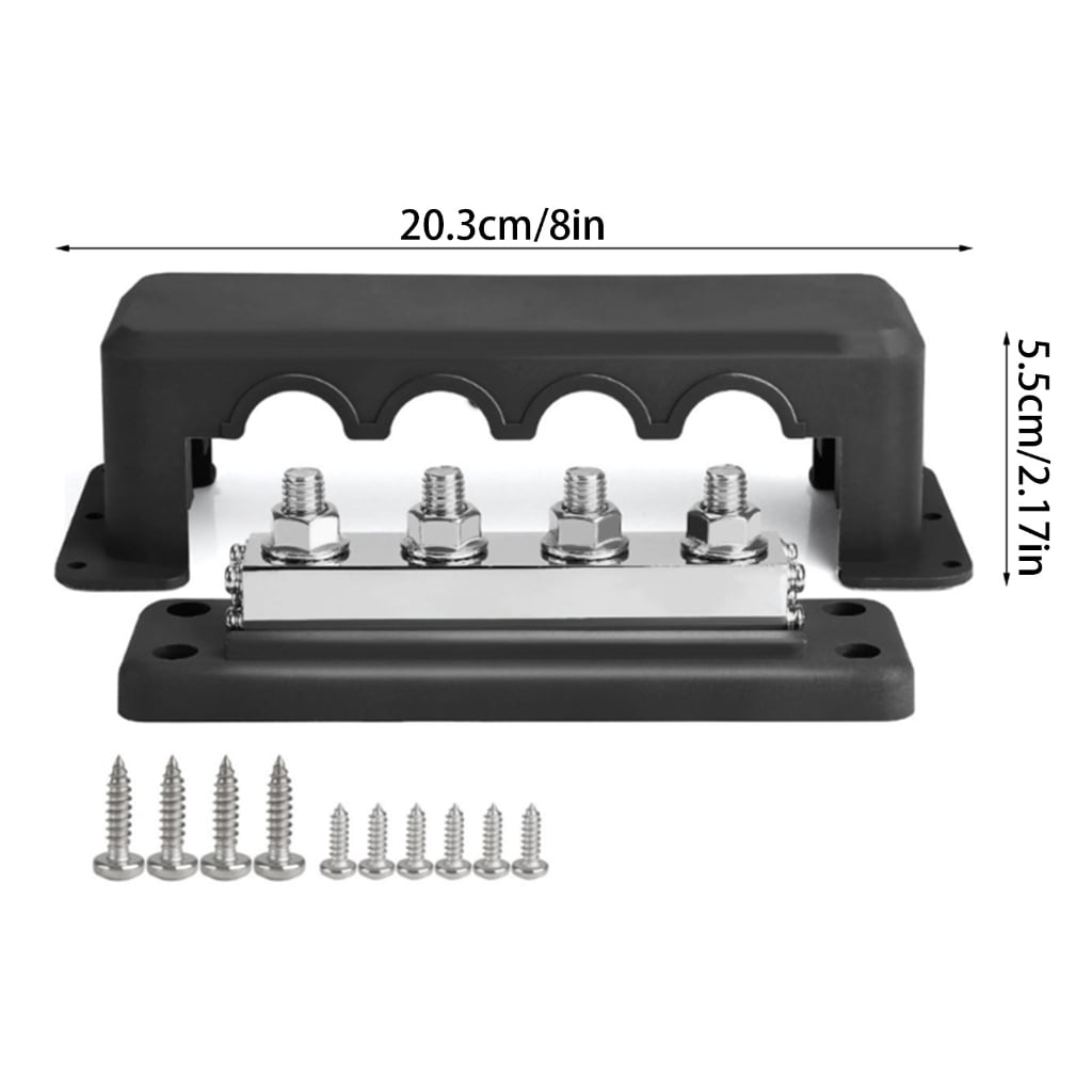 Bus Bar Power Distribution Block 600A 48V Heavy Duty 4 Stud Terminals Block