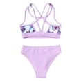 thumbnail image 6 of TiaoBug Kids Girls 3 Piece Swimsuit Criss Cross Bikini Set Hawaii Surfing Floral Print Bathing Suit Pool Party Swimwear Lavender 8, 6 of 7