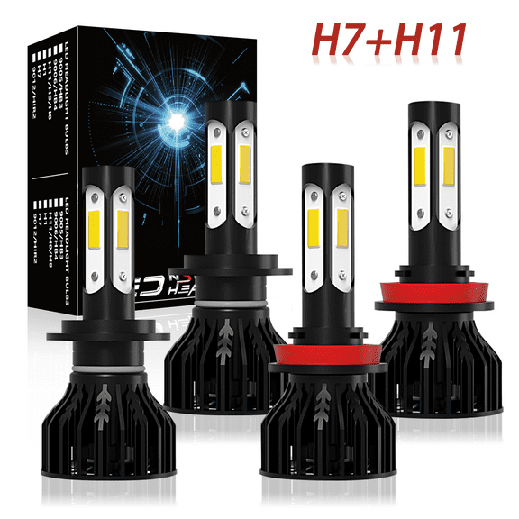 NSDXCT For 2007 Ford Escape LED Headlight Bulbs H7 High Beam H11 Low Beam 4pcs