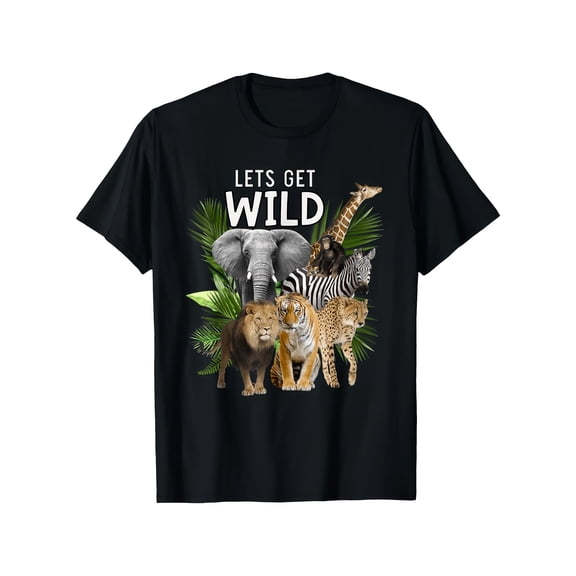 Childrens Wear Lets Get Wild Safari Animals Graphic T Shirt For Kids Boys Girls Funny Cute Style Birthday Holiday Gift Unisex Short Sleeve Cotton Tee