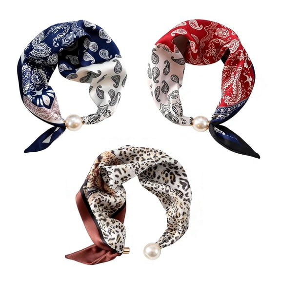 3Pcs on Pearl Necklace Scarf for Women Glossy Neck Wrap for Office Commute, Lightweight Fashion Accessory