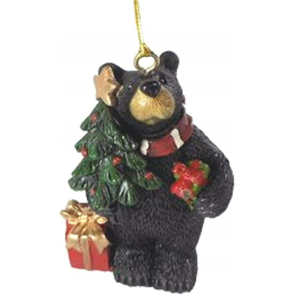 Black Bear With Christmas Tree Hanging Ornament