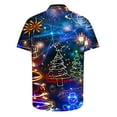 thumbnail image 4 of BLTIBY Christmas Shirt for Men Lapel Button Down Short Sleeve Hawaiian Shirts Xmas Printed Casual Holiday Beach Shirts Tops Multicolor 4 M, 4 of 5