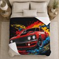 thumbnail image 5 of Vintage Muscle Cars Dynamic Paint Splatters Automotive Art, Festive Holiday Scene, Warm Flannel Blanket for Living Room and Family Room, Art Lovers Housewarming Gift, Festive Home Decor, 5 of 9