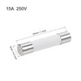 thumbnail image 2 of Automotive Cartridge Fuse 15A 250V 5x25mm Fast Blow Replacement for Car Stereo Audio Alarm Amplifier Ceramic 20pcs, 2 of 2