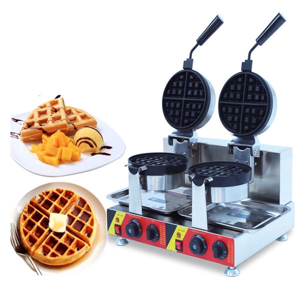 Intbuying Nonstick 110V Electric Dual Rotary Waffle Baker Maker Machine