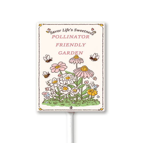 Eveokoki Pollinator Friendly Garden Signs for Yard with Stake, Sturdy Aluminum Statement Plaque Sign Decoration for Yard Garden Lawn Outdoor,Laminated Rustproof, 7x8.8 inch