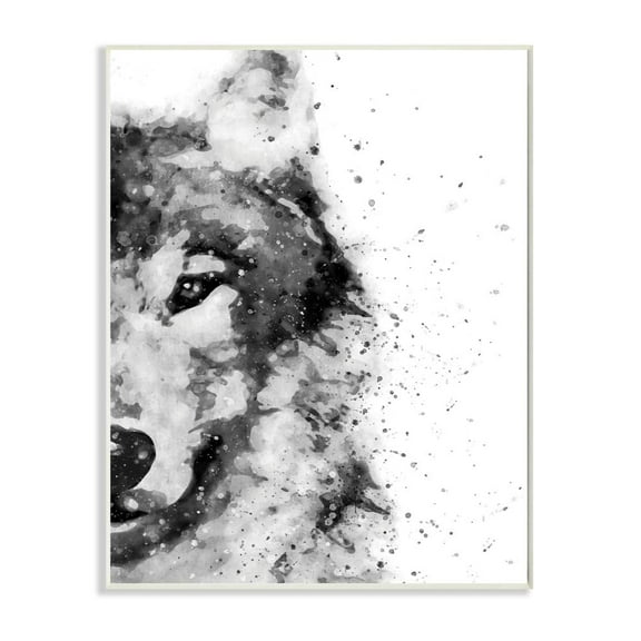 Stupell Industries Forest Wolf Wild Animal Watercolor Pop Black White Unframed Art Print Wall Art, 13x19, by Brandon Wong