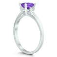 thumbnail image 2 of SZUL Women's Emerald Cut 6X4MM Amethyst and Diamond Three Stone Ring in 10K White Gold, 2 of 4