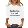thumbnail image 2 of Chemises pour Femmes Habillées Décontractées, Chemises à Manches 3/4 pour Femmes, Tuniques à Manches Courtes Grande Taille pour Femmes, T-shirt à Manches 3/4 à Col Rond Imprimé Lettres Mode Décontractée pour Femmes, 2 of 5
