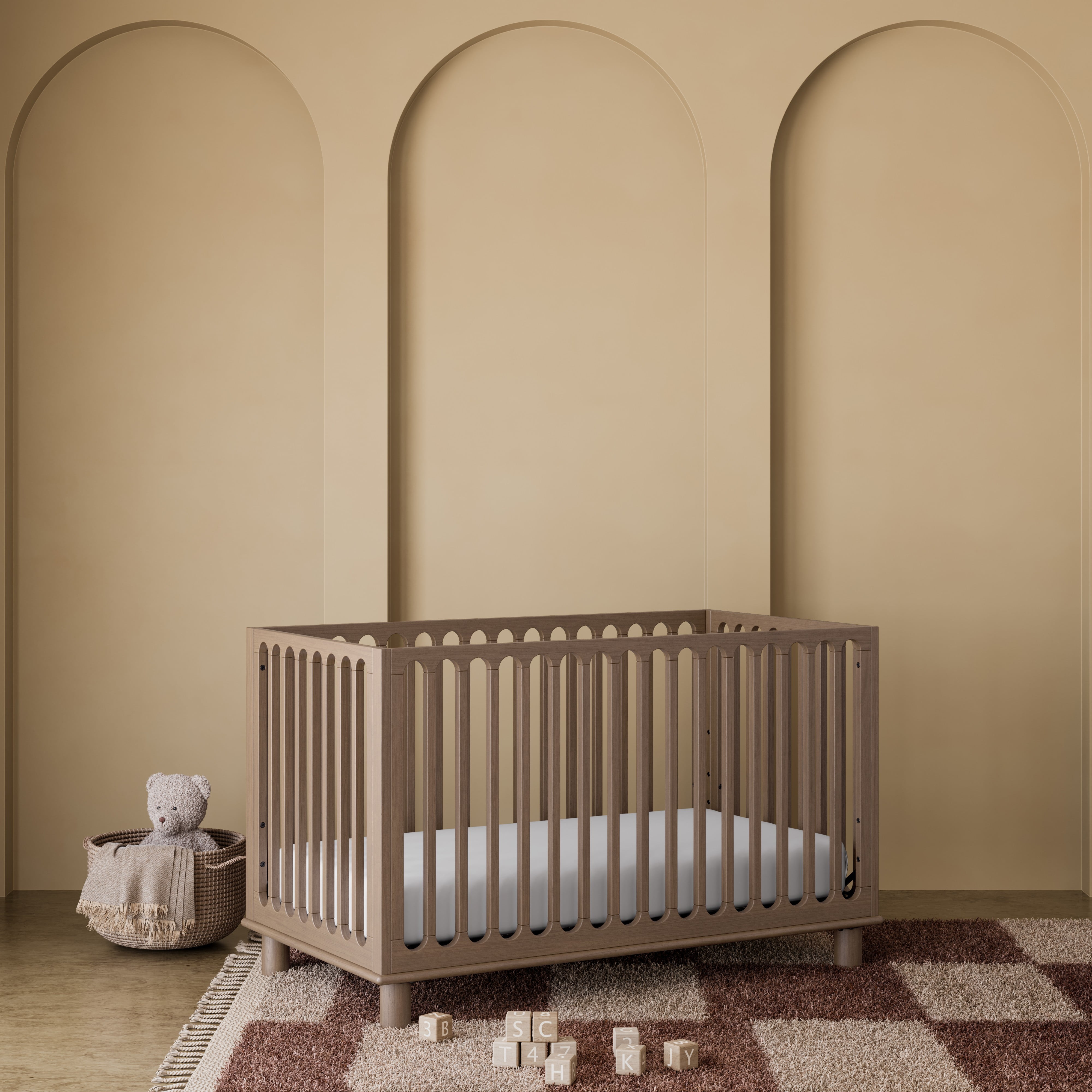 Art of Nursery by Storkcraft Sicily Deluxe 3-in-1 Convertible Crib with Bonus Toddler Guardrail, Hazelnut