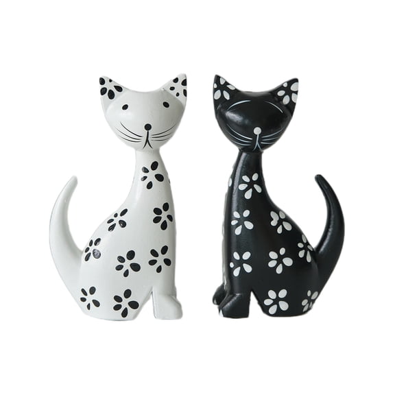 Cheapark 2 Pack Wooden Cat Table Ornament Shelf Sitter Decorative Figurine For Home Office Living Room Bedroom Desktop Pet Themed Decor