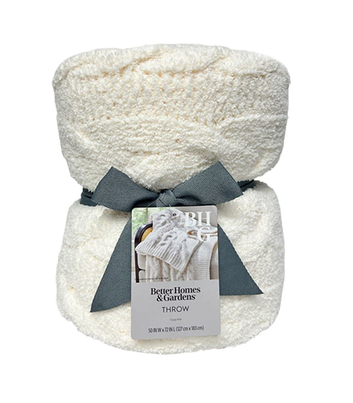 Better Homes & Gardens Vanilla Cable Cozy Knit Oversize Soft Warm Couch Throw Blanket, Vanilla
