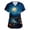 Dark Blue #039, variant on Womens Halloween Scrub Tops Funny V Neck Spooky Halloween Printed Scrubs Horror Short Sleeve Scrub Shirts Nursing Uniform Medical Nurse Workwear with Pockets, 4XL
