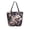Watercolor Opossum Pattern, variant on Open Top Canvas Tote Bag with Zipper Reusable Shopping Bag 13.5x15" Roomy Carryall Red Flowers and Leaves