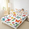 thumbnail image 4 of Feelyou Kids Spring Flower Queen Sheet Sets, Cute Butterfly Animal Flat Sheet, Leaf Botanical Plant Queen Fitted Sheet, Lightweight Room Decor, 4pcs, 4 of 7