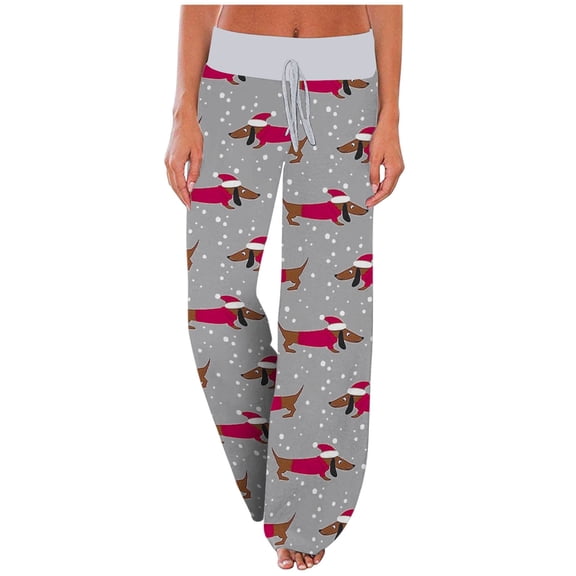 Bibifish Womens Pajama Pants Cartoon Duck Print High Waist Drawstring Loose Wide Leg Playful Home Bottom With Pockets