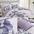 thumbnail image 3 of Dinjoy Floral Comforter Queen 3Pcs Purple Flowers Soft Microfiber Bedding Set Adult(90"x90"), 3 of 7