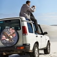 thumbnail image 3 of Fiudx Artículos en oferta con ofertas flash Funda de poliuretano para rueda de repuesto de coche con temática del Día de la Independencia, 3 of 7