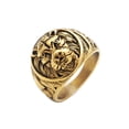 thumbnail image 3 of Anillo de acero inoxidable Salvador Dorado con Cabeza Tamaño 7 8 9 12 13, 3 of 6