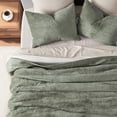 thumbnail image 2 of EVERGRACE Velvet Quilt Set Queen Size, Luxurious Soft Quilted Bedding Sets, Lightweight Velvet Comforter for All Season, Striped Channel Bedspread Coverlet with 2 Shams, Thyme Green, 2 of 8