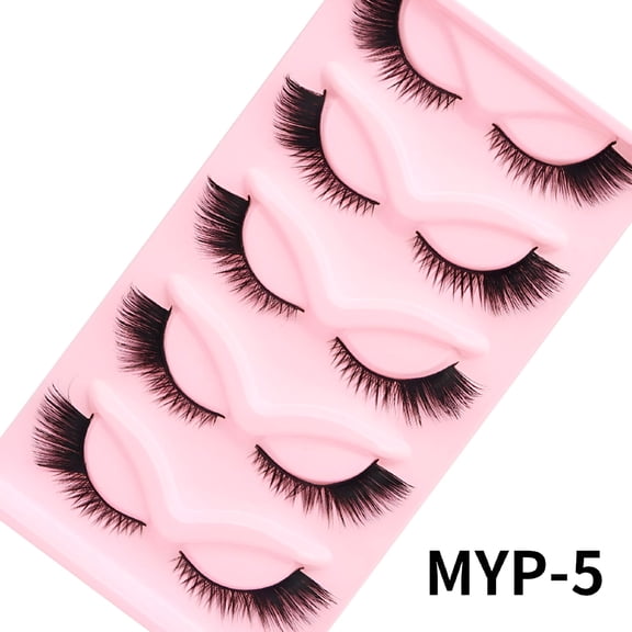 RAGUPEL Cat Style Makeup Slanted Tail Eyelashes 3D Lash Curl Simulation False Eyelash Strip Lashes Thick Volume Long Wispy Lashes for Cosplay Makeup DIY-5 Pairs