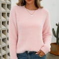 thumbnail image 5 of Fgnfyis Women Pullover Solid Color Long Sleeve Large Round Neck Sweater for Casual Wear Pink L, 5 of 9