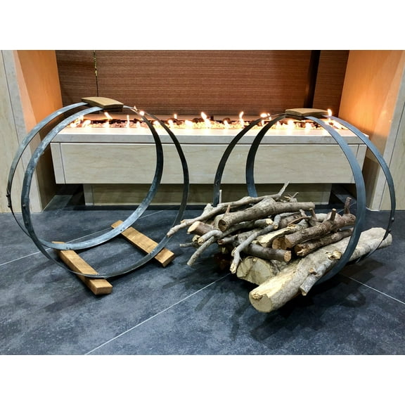 Wine Barrel Hoop Wood Basket 2 Pack - Rustic Wine Barrel Furniture & Gifts - Whiskey Barrel Accessories