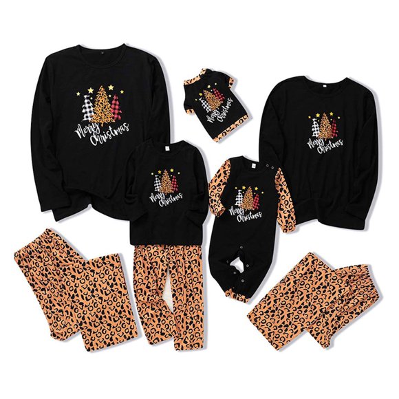 EIMELI Christmas Family Matching Pajama Sets Christmastree Top Pants 2PCS PJs Sleepwear Black Baby 6-9 Months