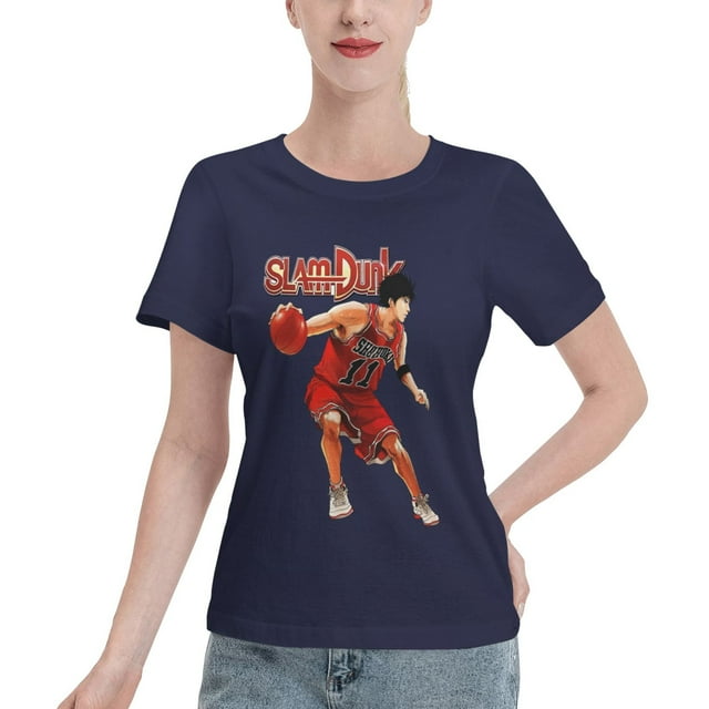 T-Shirt Basique à Manches Courtes pour Femmes Slam Dunk Rukawa Érable
