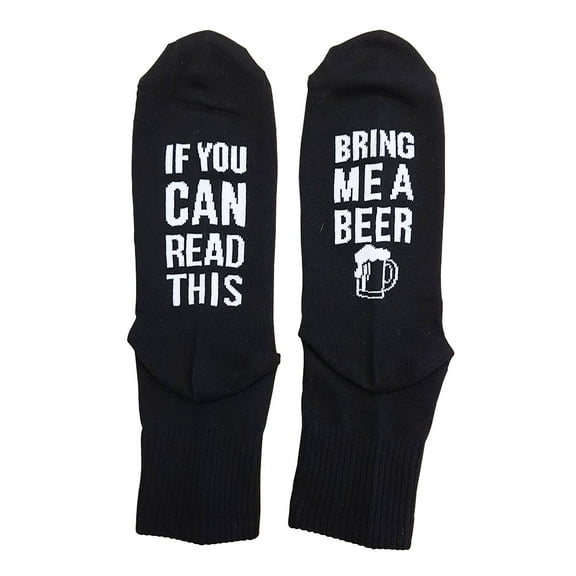 If You Can Read This Bring Me a Beer Funny Socks Gift for Men WomenBlack One Size
