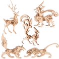 thumbnail image 1 of Rompecabezas de madera 3D Modelo animal - Kits de modelos de madera coleccionables para adultos Regalo de exhibición de escritorio para niños/niñas (5 piezas) (Modelo animal), 1 of 5