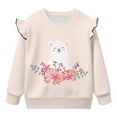 thumbnail image 5 of Yuyamidu Llama Alpaca Sweatshirt for Girls Size 5-6 Light Pink Ruffle Shoulder Crewneck Sweatshirts Cute Going Out Tops Soft Lightweight Workout Pullover Casual Fall Outfits, 5 of 8