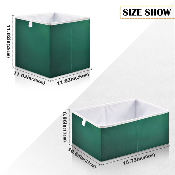 Iauyy Foldable Home Closet Storage Bins - Waterproof 300D Oxford Cube Baskets with Handles for Clothing Storage Books, Deep Forest Green Background