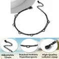 thumbnail image 6 of ChainsHouse Double Layered Ankle Bracelets for Women Stainless Steel Bead Heart Link Adjustable 8"-10" Chain Summer Trendy Anklets, Black, 6 of 8