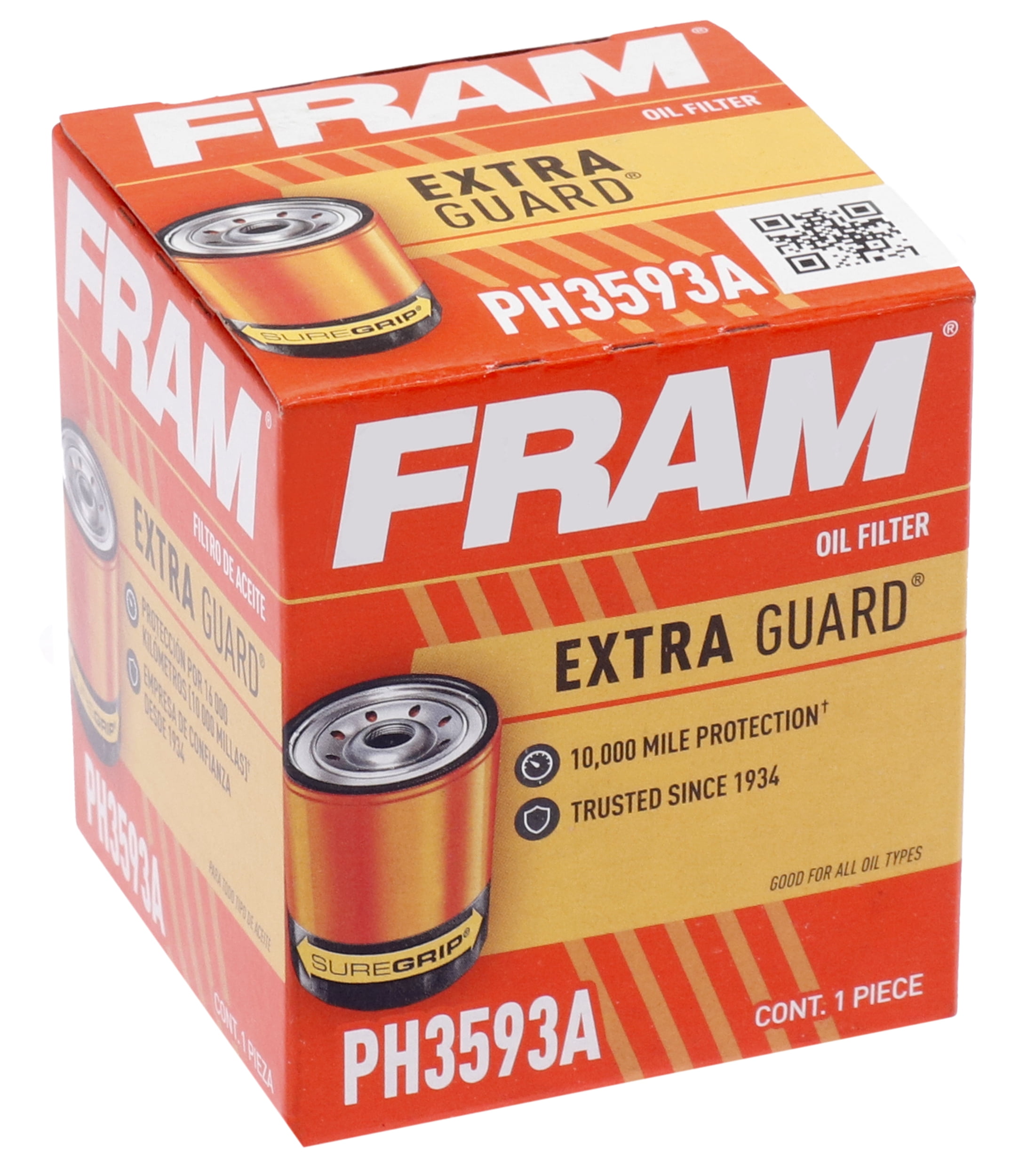 FRAM Extra Guard Oil Filter, PH3593A Fits select: 1984-2002 HONDA ACCORD, 1988-2000 HONDA CIVIC