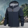 thumbnail image 2 of Mens Jacket Windproof Softshell Full Zip Hooded Coat Casual Fall Winter Warm Thickened Lightweight Outdoor Activities Jackets for Men Blue XXL, 2 of 5