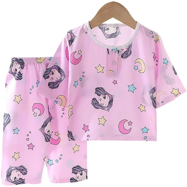 Shirt, 2Pcs/Set Baby Shirt Set Cartoon Print Skin Friendly Polyester Kids Long Sleeve Tops Pants Kit for Summer