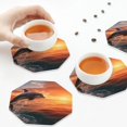 thumbnail image 7 of Pofeuu Sunset Dancing Dolphin B Print Leather Coasters Set of 6, Round Cups Mugs Mat Pad for Home Kitchen Heat Resistant Drink Coasters,Octagon, 7 of 7
