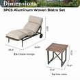 thumbnail image 4 of Mondawe 3-Piece Aluminum Rattan Chaise Set: Rectangular Table + Gray Cushions, 4 of 9