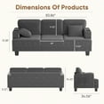 thumbnail image 4 of Furmax 84''W 3 Seat Sofa Couch Wide Armrest Modern Fabric Sofa with USB Charging Ports Corduroy Couch for Living Room,Gray, 4 of 7