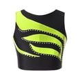 thumbnail image 3 of TiaoBug Kids Girls Jazz Modern Ballet Dance Crop Tops Gymnastics Sports Workout Tank Athletic T-Shirts Fluorescent Green 8, 3 of 7